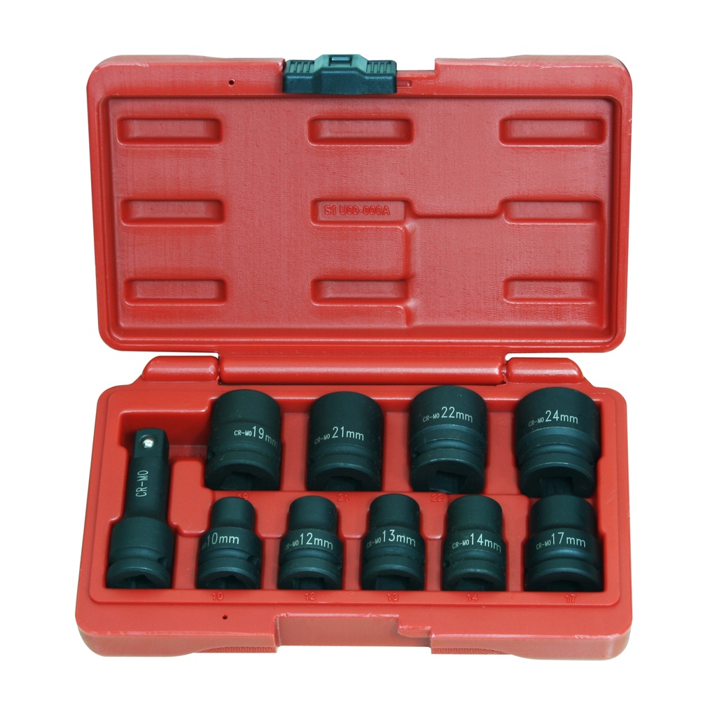 1/2"DR. 10Pcs 短氣動套筒組