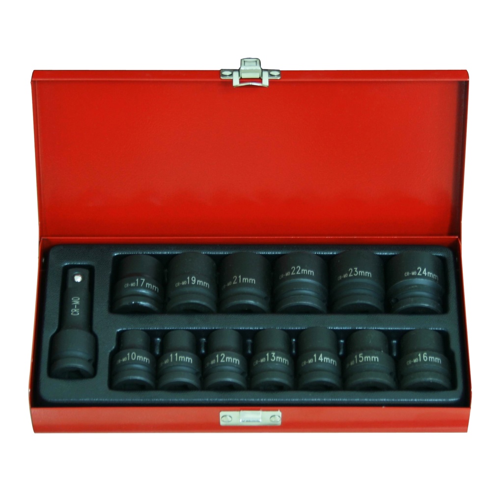 1/2"DR. 14Pcs 短氣動套筒組