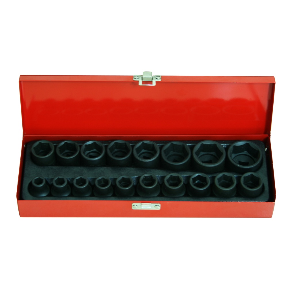 1/2"DR. 18Pcs 短氣動套筒組