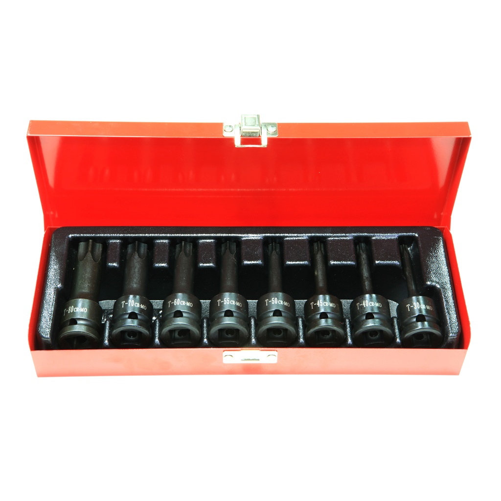 1/2"DR. 8Pcs 氣動星型起子套筒組