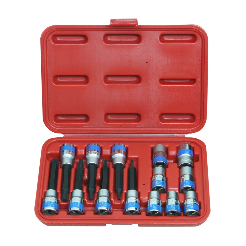 1/2"DR. 15Pcs 星型起子套筒+星型套筒組