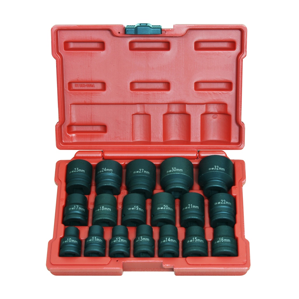 1/2"DR. 18Pcs 短氣動套筒組