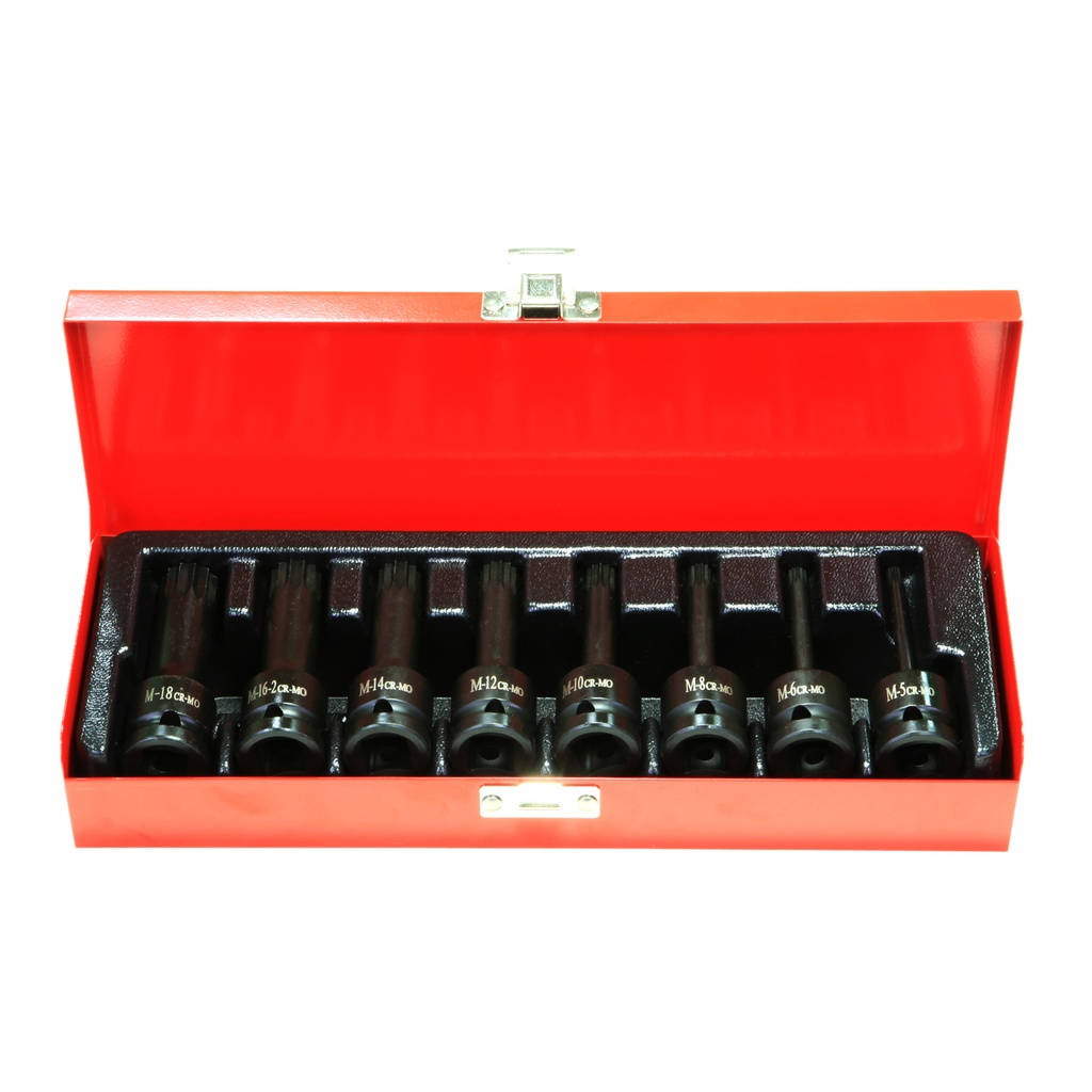 1/2"DR. 8Pcs 氣動12角起子套筒組
