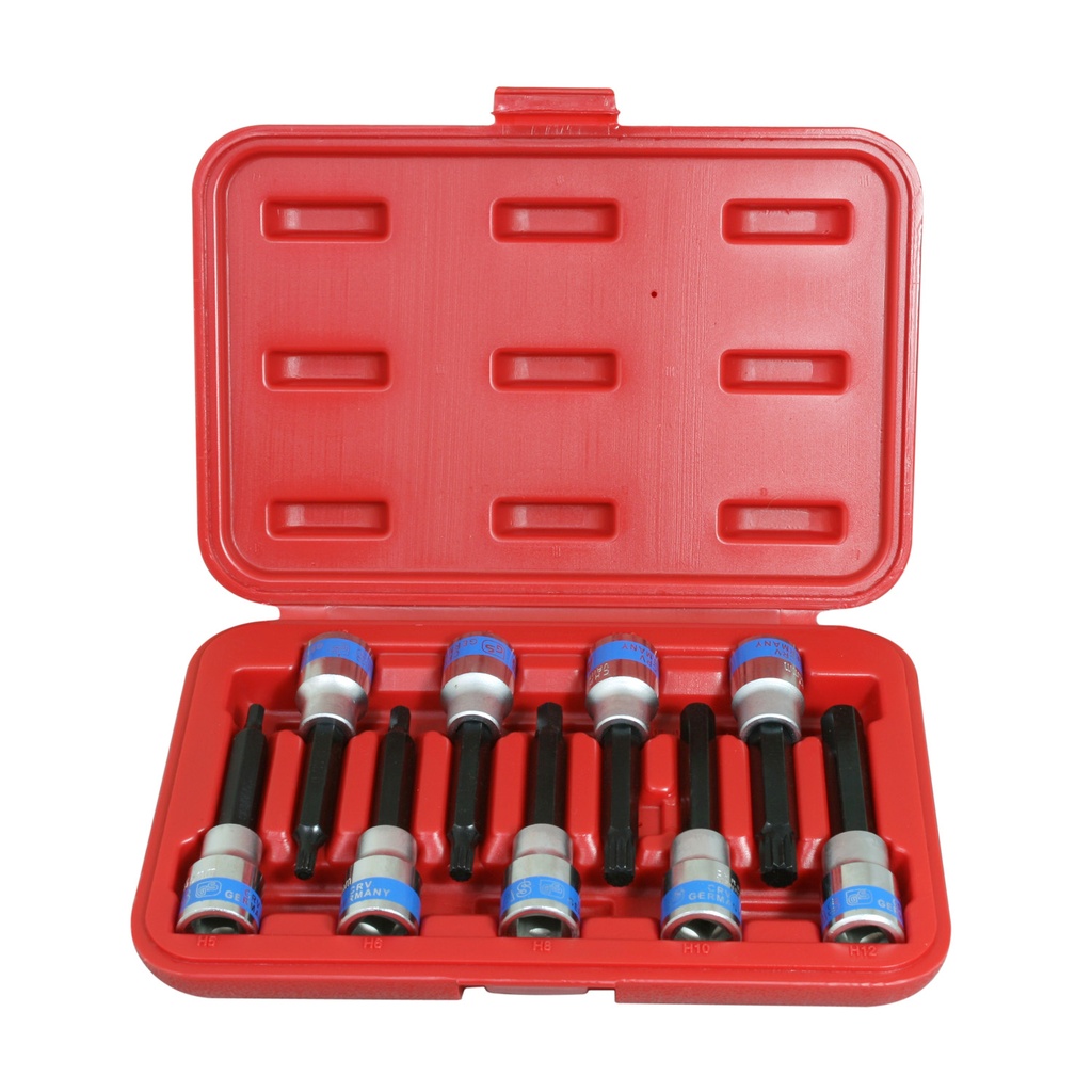1/2"DR. 9Pcs Hex+Spline Bit Socket Set